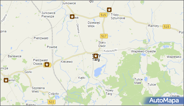 mapa Stary Targ, Stary Targ na mapie Targeo