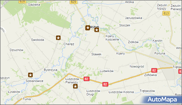 mapa Stawek gmina Spiczyn, Stawek gmina Spiczyn na mapie Targeo