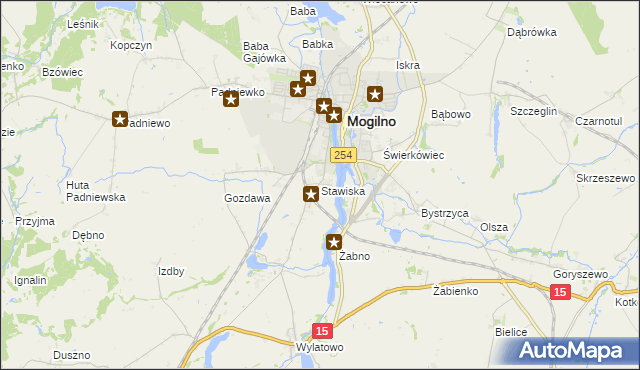 mapa Stawiska gmina Mogilno, Stawiska gmina Mogilno na mapie Targeo