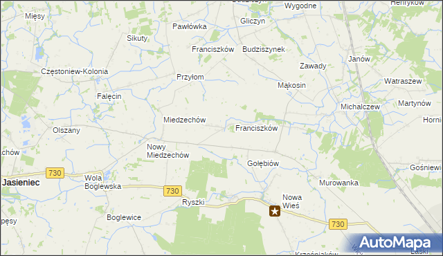 mapa Stefanków gmina Jasieniec, Stefanków gmina Jasieniec na mapie Targeo
