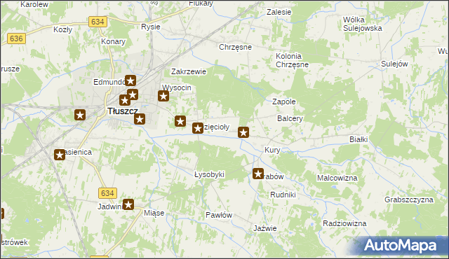 mapa Stryjki gmina Tłuszcz, Stryjki gmina Tłuszcz na mapie Targeo