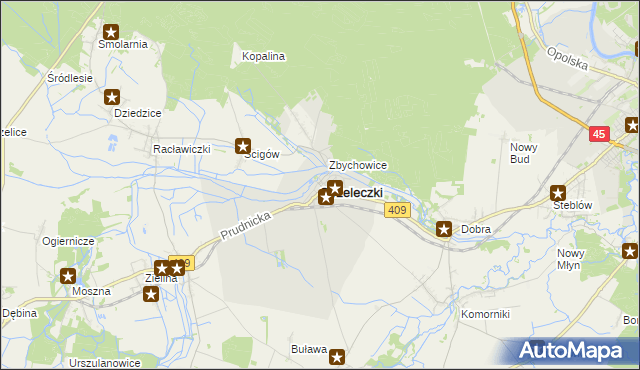 mapa Strzeleczki, Strzeleczki na mapie Targeo