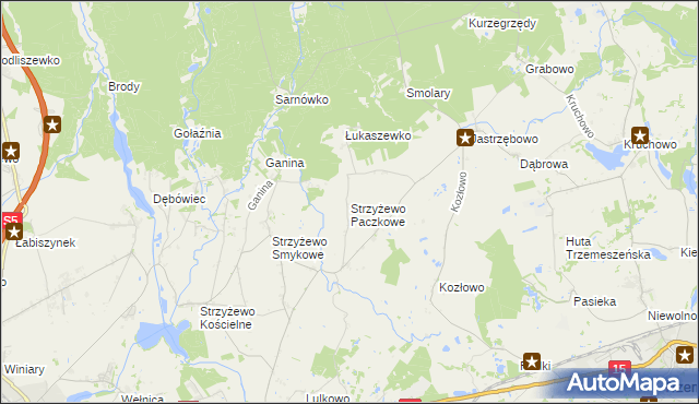 mapa Strzyżewo Paczkowe, Strzyżewo Paczkowe na mapie Targeo
