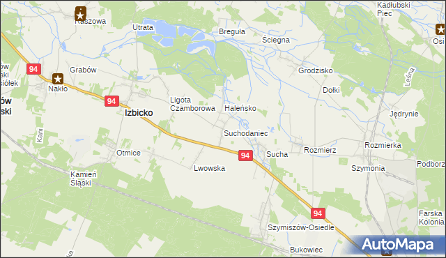 mapa Suchodaniec, Suchodaniec na mapie Targeo