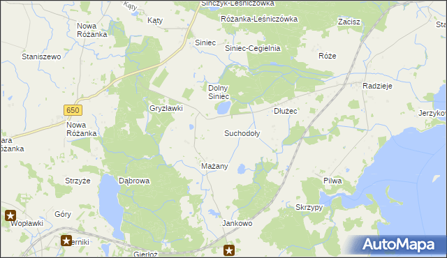 mapa Suchodoły gmina Kętrzyn, Suchodoły gmina Kętrzyn na mapie Targeo