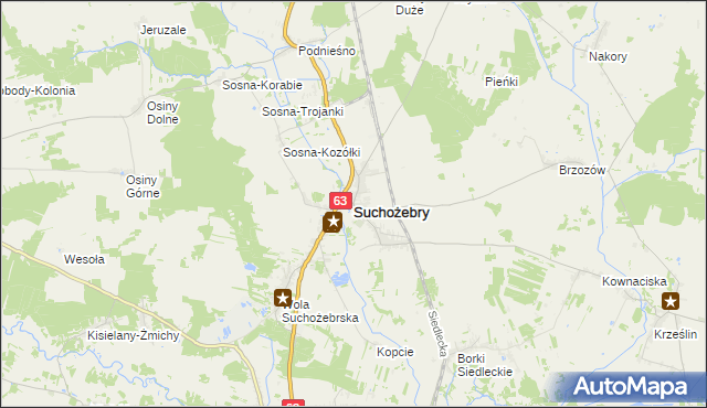 mapa Suchożebry, Suchożebry na mapie Targeo