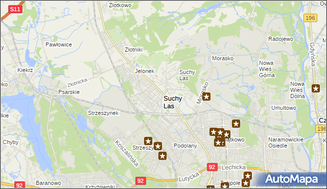 mapa Suchy Las powiat poznański, Suchy Las powiat poznański na mapie Targeo