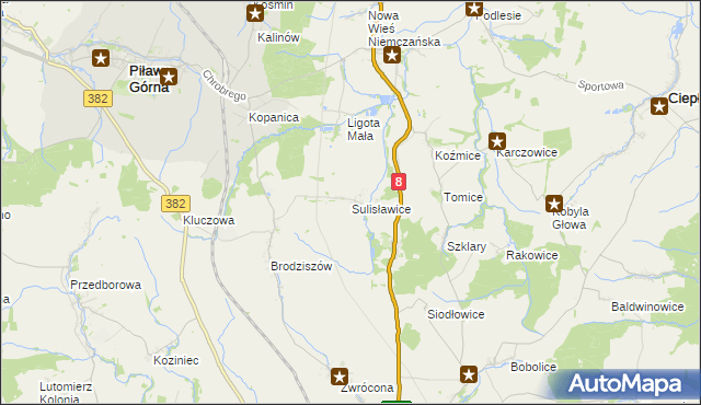 mapa Sulisławice gmina Ząbkowice Śląskie, Sulisławice gmina Ząbkowice Śląskie na mapie Targeo
