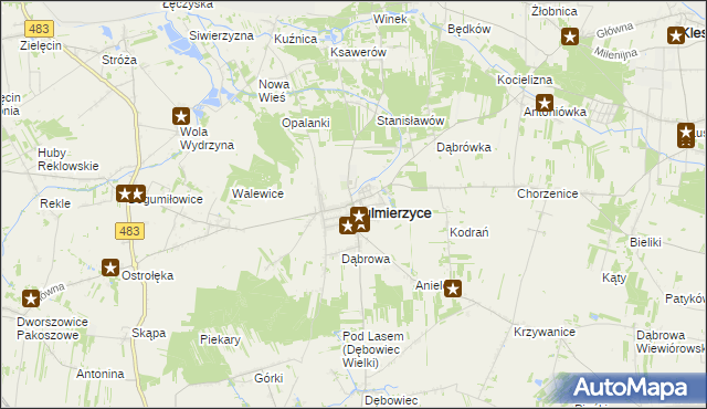 mapa Sulmierzyce powiat pajęczański, Sulmierzyce powiat pajęczański na mapie Targeo