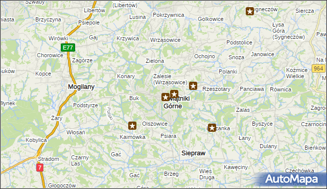 mapa Świątniki Górne, Świątniki Górne na mapie Targeo