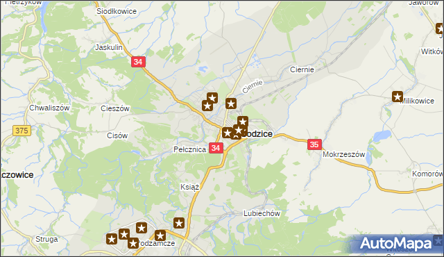 mapa Świebodzice, Świebodzice na mapie Targeo