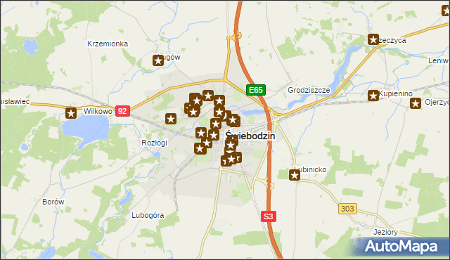 mapa Świebodzin, Świebodzin na mapie Targeo
