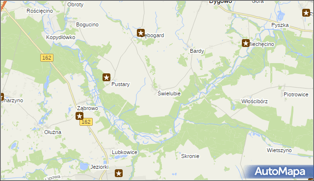 mapa Świelubie gmina Dygowo, Świelubie gmina Dygowo na mapie Targeo