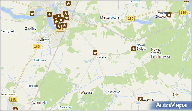 mapa Święta gmina Złotów, Święta gmina Złotów na mapie Targeo