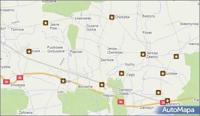 mapa Świnków gmina Krotoszyn, Świnków gmina Krotoszyn na mapie Targeo