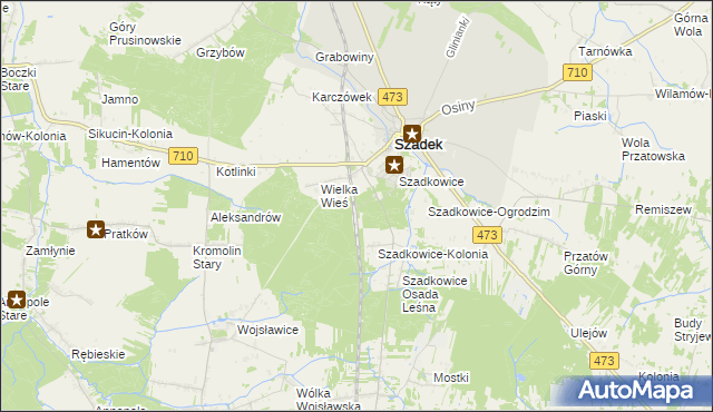 mapa Szadek powiat zduńskowolski, Szadek powiat zduńskowolski na mapie Targeo