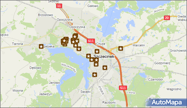 mapa Szczecinek, Szczecinek na mapie Targeo