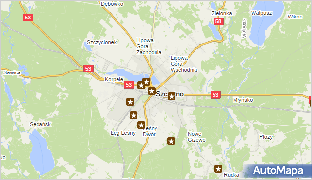 mapa Szczytno, Szczytno na mapie Targeo