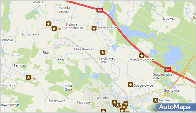 mapa Szydłowiec Śląski, Szydłowiec Śląski na mapie Targeo