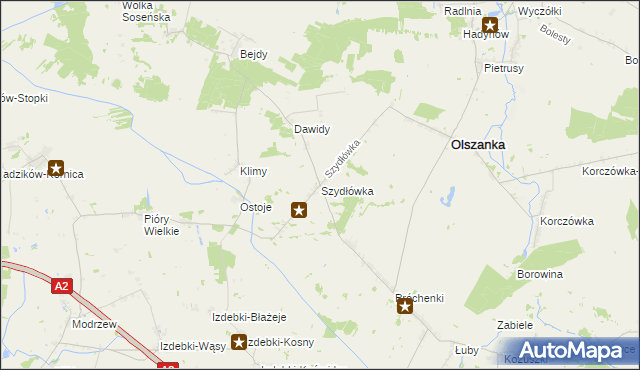 mapa Szydłówka gmina Olszanka, Szydłówka gmina Olszanka na mapie Targeo