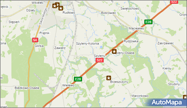mapa Szyleny, Szyleny na mapie Targeo
