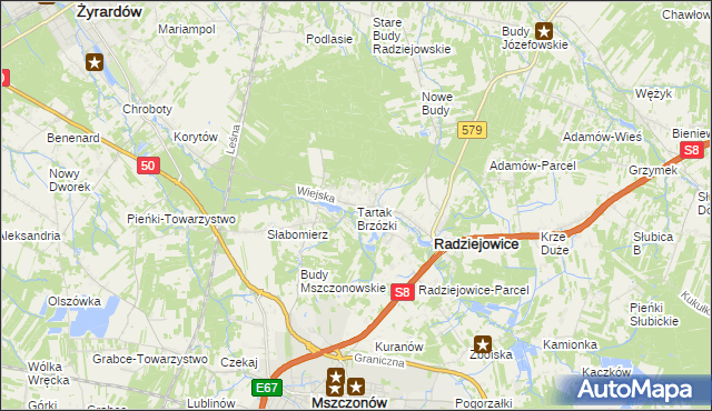 mapa Tartak Brzózki, Tartak Brzózki na mapie Targeo