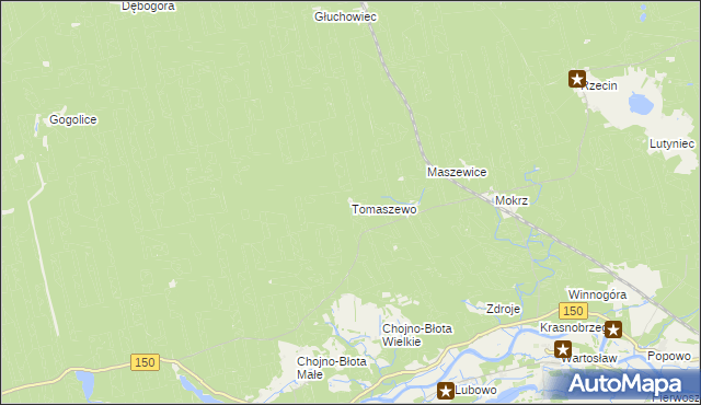 mapa Tomaszewo gmina Wronki, Tomaszewo gmina Wronki na mapie Targeo