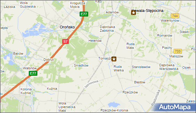 mapa Tomaszów gmina Orońsko, Tomaszów gmina Orońsko na mapie Targeo