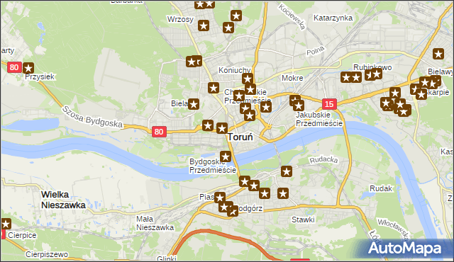 mapa Torunia, Toruń na mapie Targeo