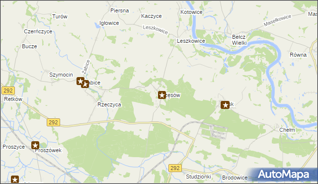 mapa Trzęsów gmina Grębocice, Trzęsów gmina Grębocice na mapie Targeo