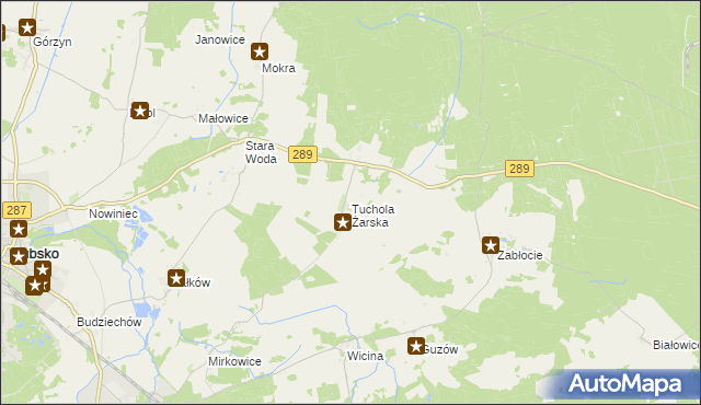 mapa Tuchola Żarska, Tuchola Żarska na mapie Targeo