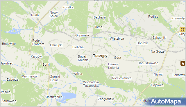 mapa Tuczępy powiat buski, Tuczępy powiat buski na mapie Targeo