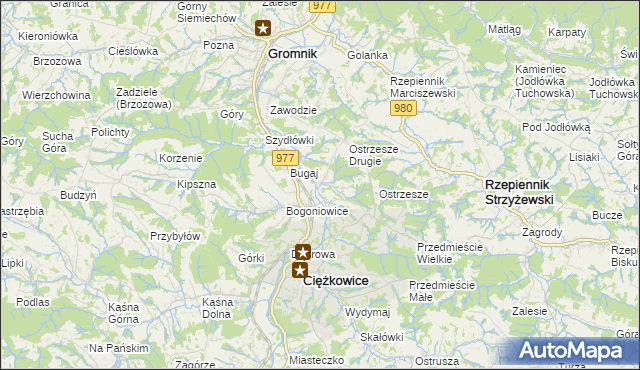 mapa Tursko gmina Ciężkowice, Tursko gmina Ciężkowice na mapie Targeo