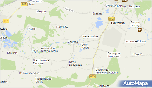 mapa Uher, Uher na mapie Targeo