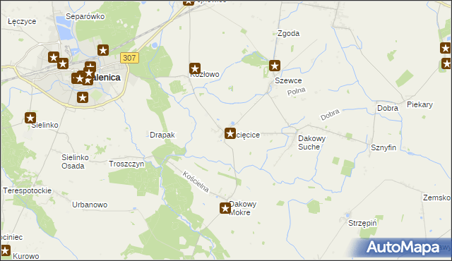 mapa Uścięcice, Uścięcice na mapie Targeo