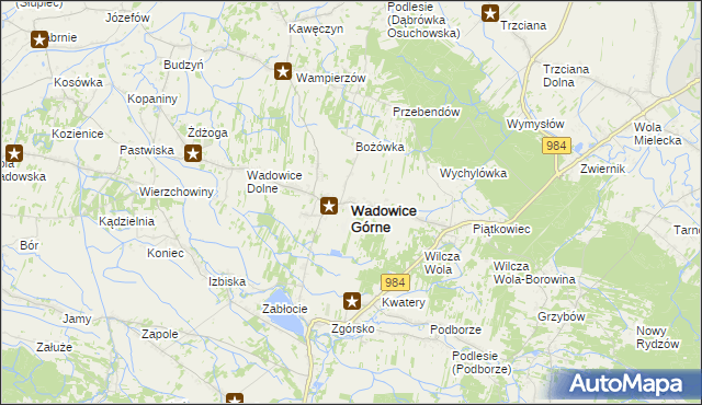mapa Wadowice Górne, Wadowice Górne na mapie Targeo
