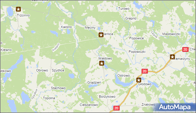 mapa Wałdowo gmina Miastko, Wałdowo gmina Miastko na mapie Targeo