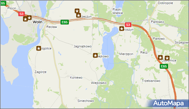 mapa Wiejkowo, Wiejkowo na mapie Targeo