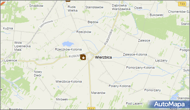 mapa Wierzbica powiat radomski, Wierzbica powiat radomski na mapie Targeo