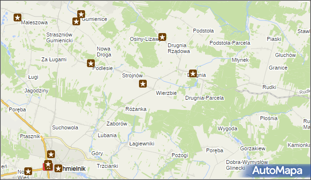 mapa Wierzbie gmina Pierzchnica, Wierzbie gmina Pierzchnica na mapie Targeo