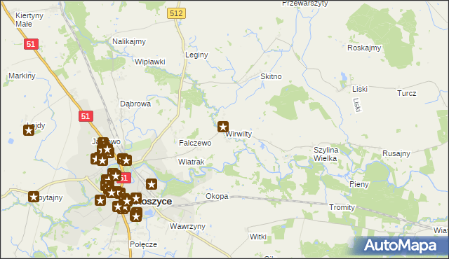 mapa Wirwilty, Wirwilty na mapie Targeo