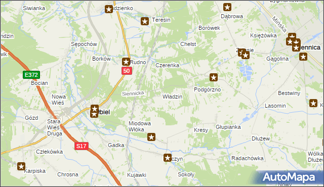 mapa Władzin, Władzin na mapie Targeo