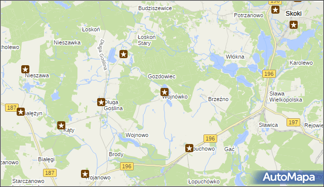 mapa Wojnówko gmina Murowana Goślina, Wojnówko gmina Murowana Goślina na mapie Targeo