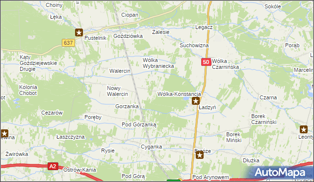 mapa Wólka-Konstancja, Wólka-Konstancja na mapie Targeo