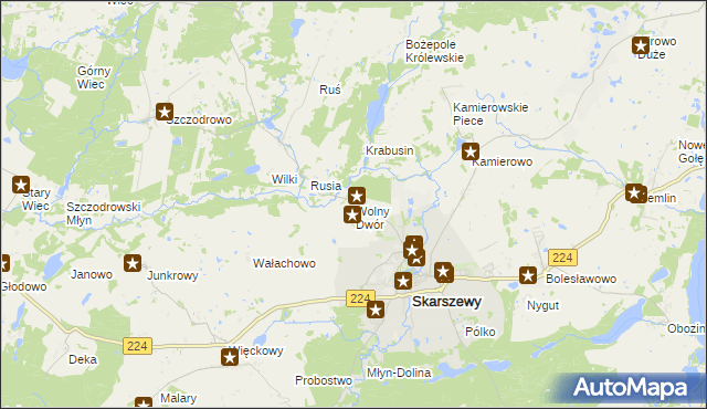 mapa Wolny Dwór, Wolny Dwór na mapie Targeo