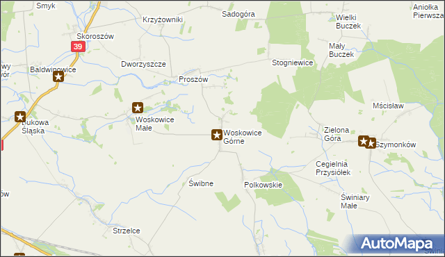 mapa Woskowice Górne, Woskowice Górne na mapie Targeo
