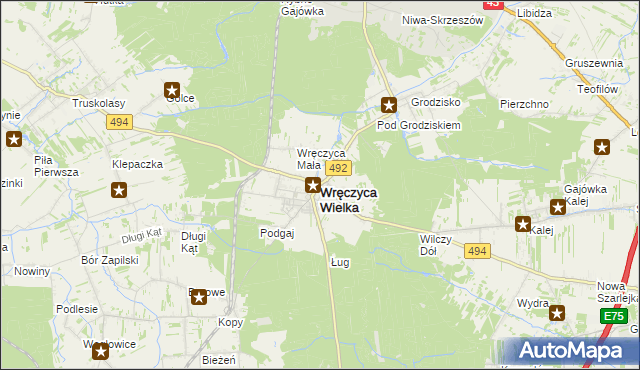 mapa Wręczyca Wielka, Wręczyca Wielka na mapie Targeo