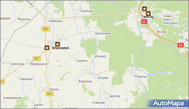 mapa Wykierz, Wykierz na mapie Targeo