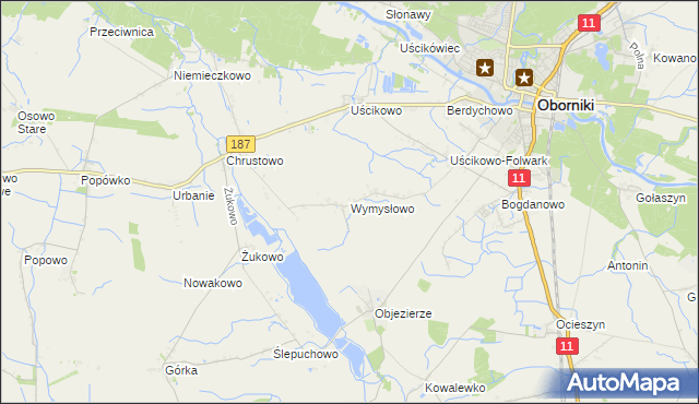 mapa Wymysłowo gmina Oborniki, Wymysłowo gmina Oborniki na mapie Targeo