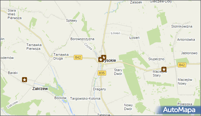 mapa Wysokie powiat lubelski, Wysokie powiat lubelski na mapie Targeo
